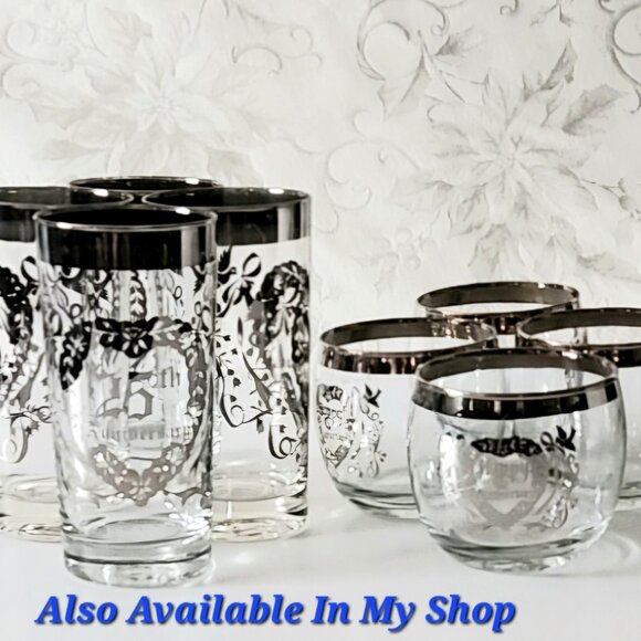 Vintage Bohemia Crystal Highball Glasses - Maison Birks Tumblers - Picture 7 of 16